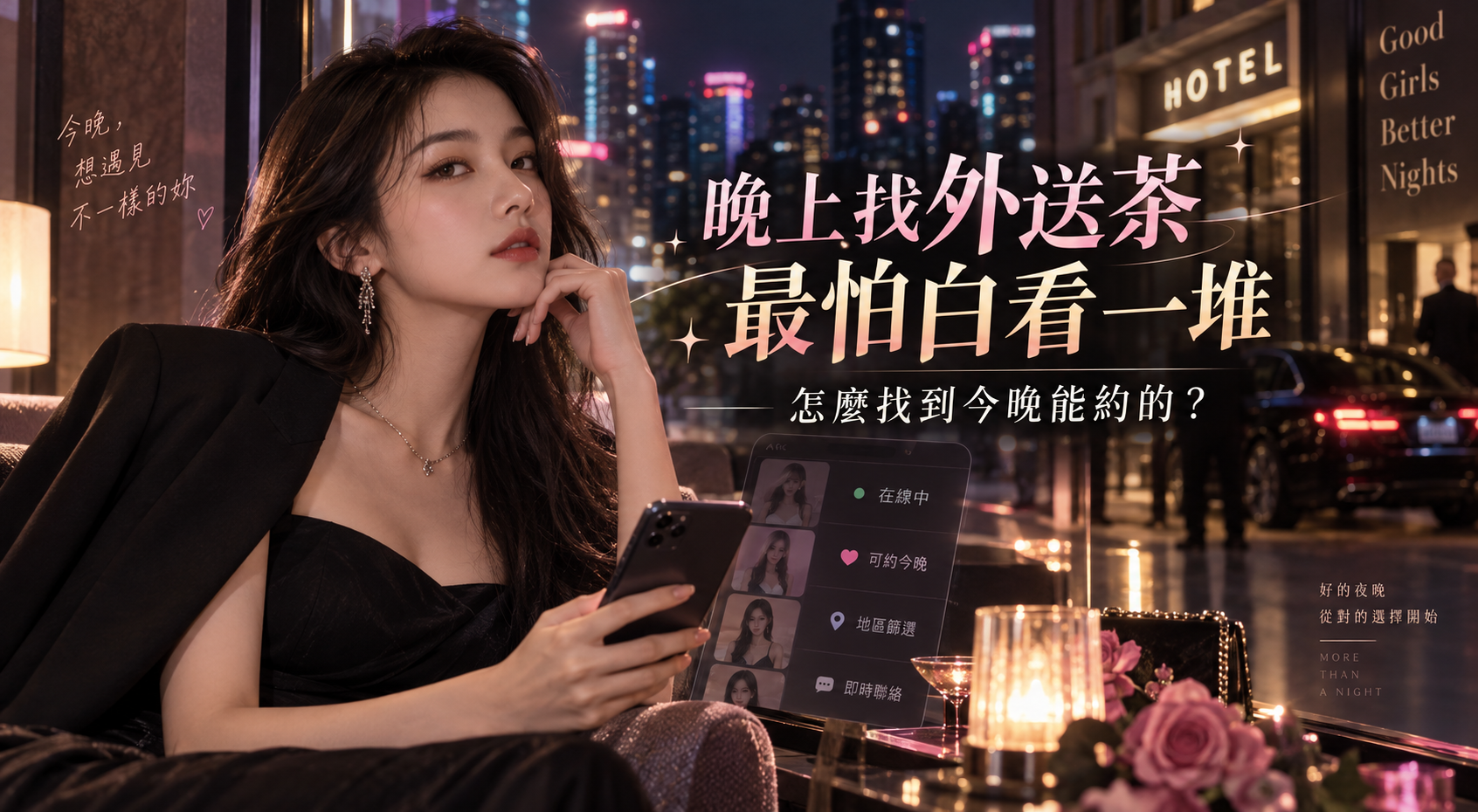 晚上找外送茶最怕白看一堆，怎麼找到今晚能約的？