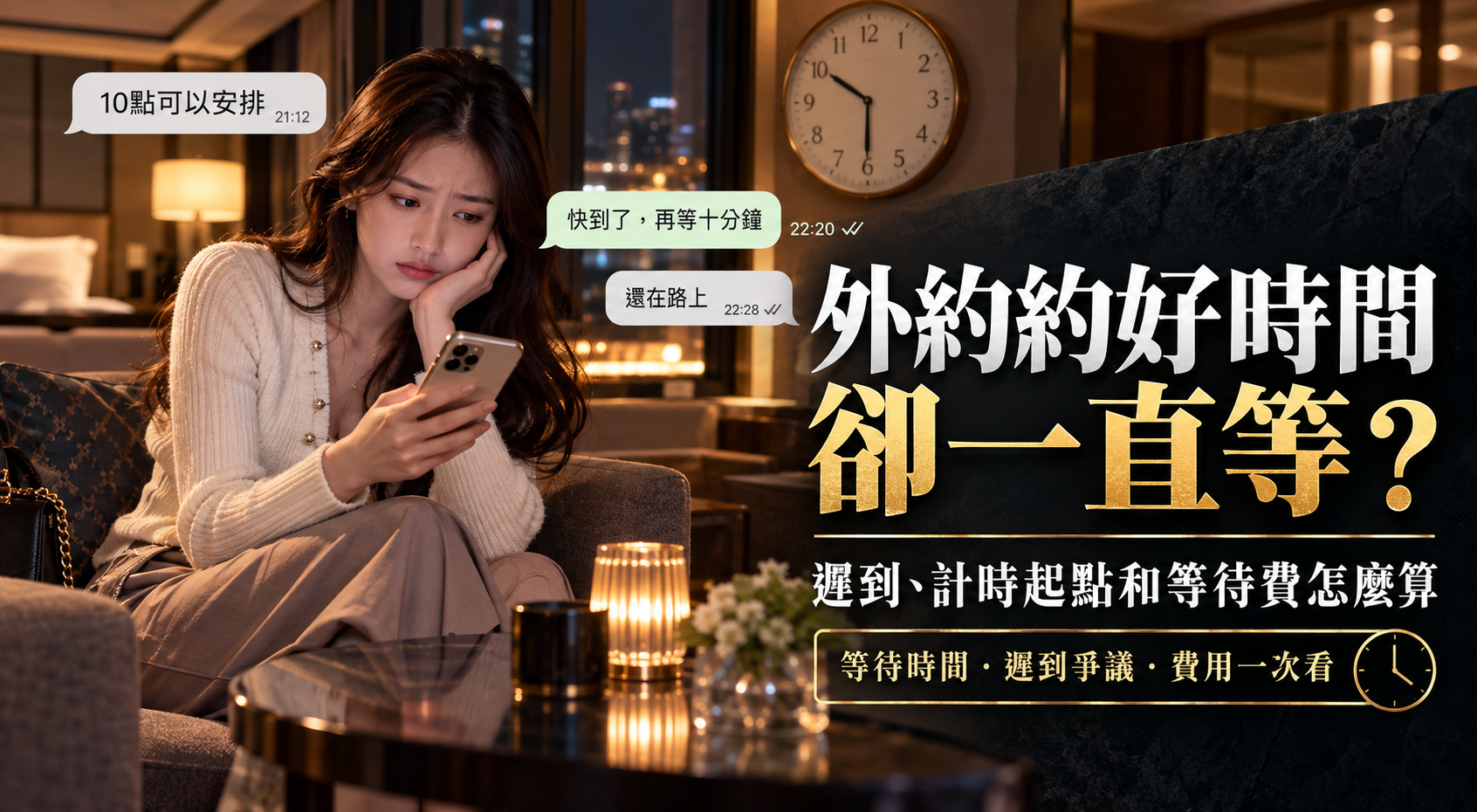 外約約好時間卻一直等？對方遲到、計時起點和等待費怎麼算
